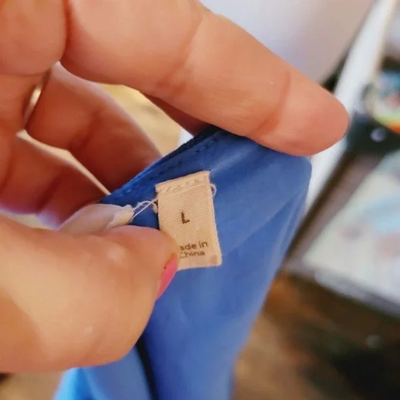 Soft Surroundings Tunic Top Flowy Long Sleeve Blue Blouse Womens Large Textured - Picture 4 of 5